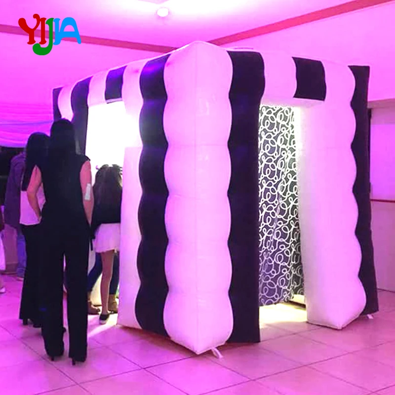 

Custom 2.25m Party Wedding Inflatable Portable 360 Photo Booth Backdrops With LED Lights Color Changing Cabin Tent For Event