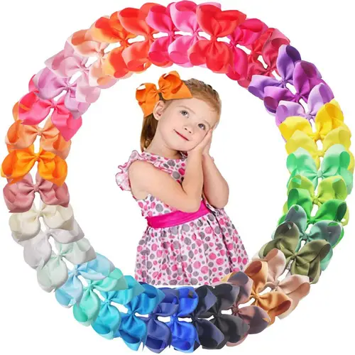 Pinzas para el pelo de 6 pulgadas, lazos grandes de grogrén, pinzas de cocodrilo, accesorios para el cabello para niñas y niños pequeños, 20/30/40 colores