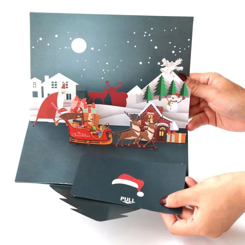 Neue 3D Pop-Up Weihnachtskarten Weihnachtsmann-Einladungskarte Partykarte Kindergeschenke Neujahrs-Dankeskarte Feiertagsgeschenk Postkarte – Detail 7