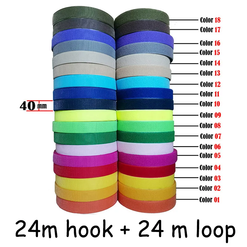 40mm Width  24m length no adhesive fastener stick clothing tape sewing Accessorie hook loop sticker strip strap sticks