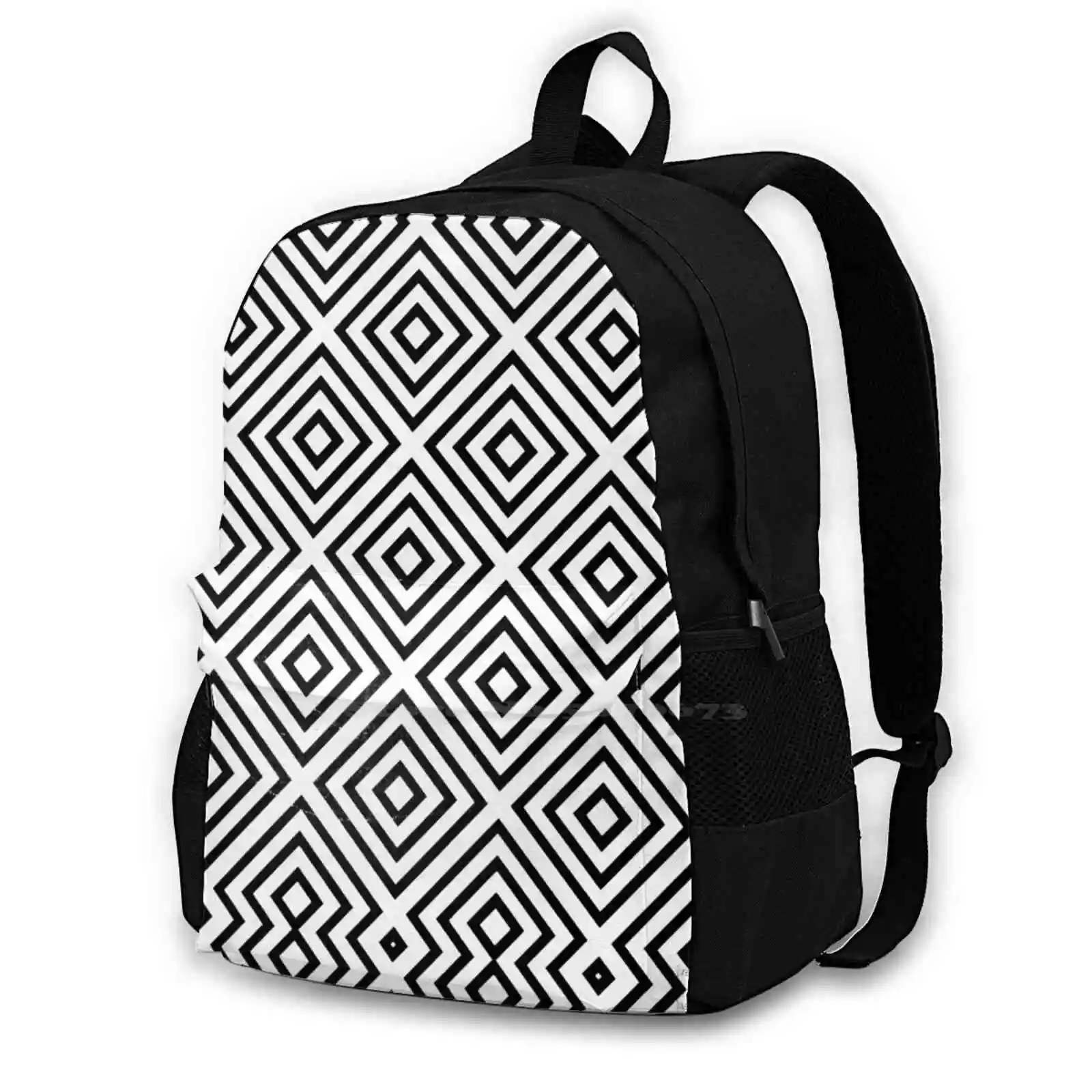 Hot Sale Schoolbag Backpack Fashion Bags Contemporaryart Lines Modernart Geometric Cities Architexture Town Composition Pattern