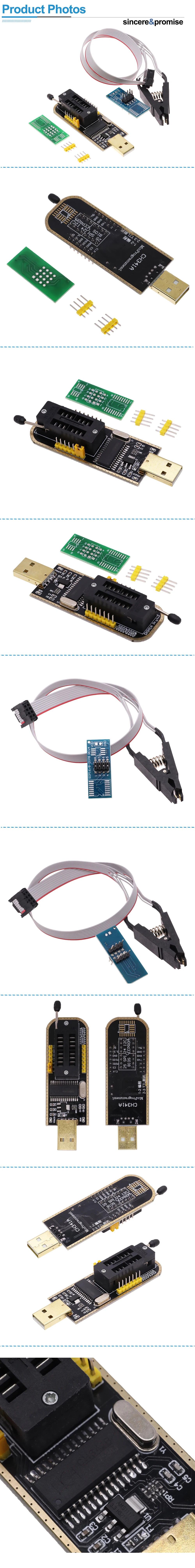 SOIC8 SOP8 Testclip für EEPROM 93CXX / 25CXX / 24CXX Adapter + CH341 24 25 Serie Flash BIOS USB Programmiermodul – Detail 2
