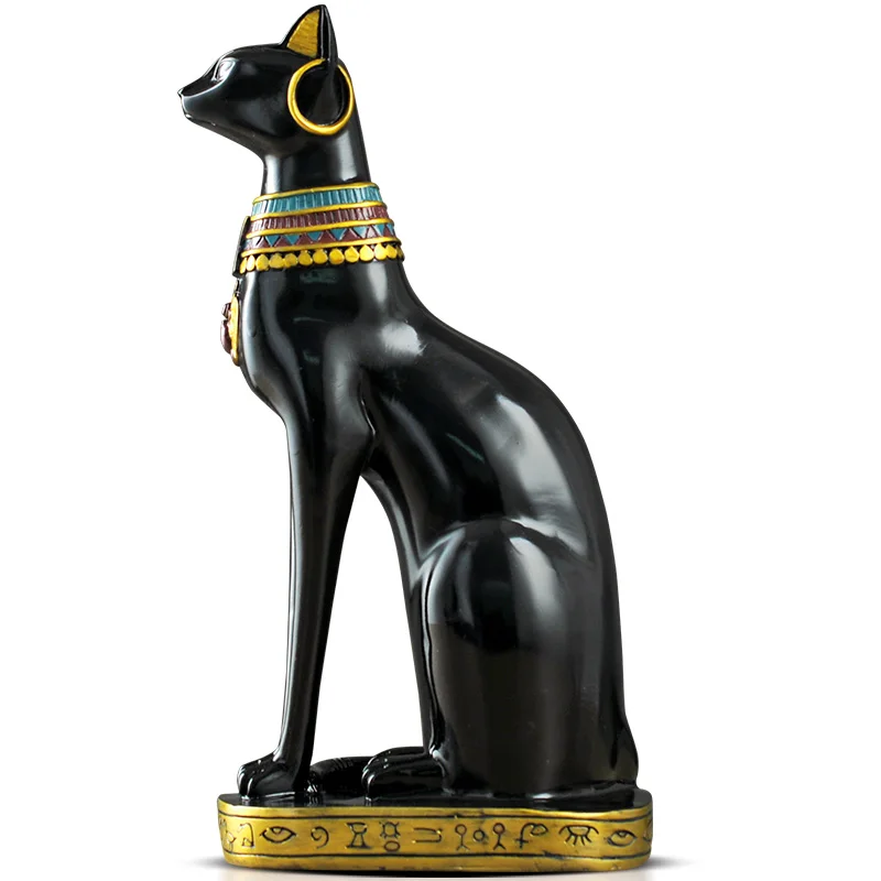 37CM BASTET STATUE EGYPTIAN CAT GOD FIGURINE CAT ANCIENT EGYPT NATURAL RESIN CRAFT SCULPTURE HOME DESK DECOR R1673