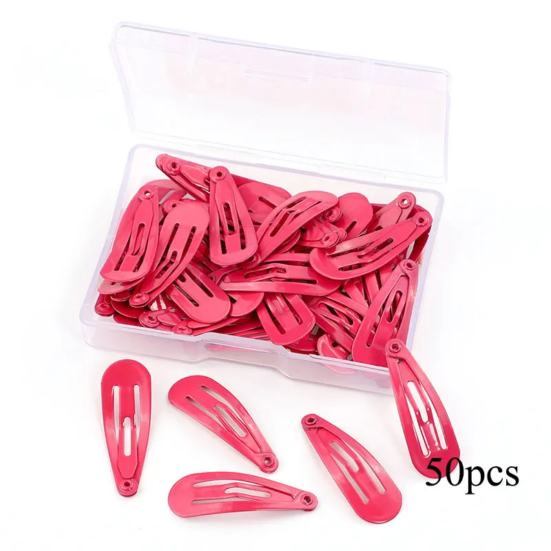 3CM 50Pcs/Box Snap Hair Clips For Baby Girls Solid Color Baby Kids Hairpins Metal Hairgrips Children Hair Barrettes Accessories