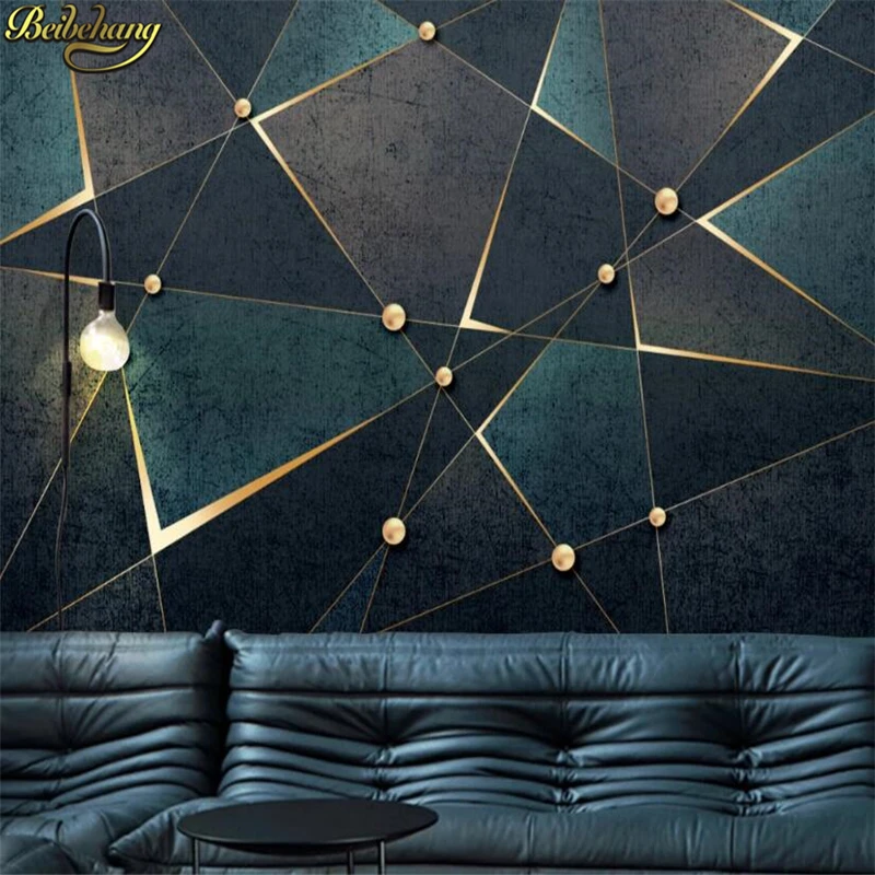 custom photo mural wallpaper Geometric lines modern minimalist golden abstract light luxury background 3D wallpapers