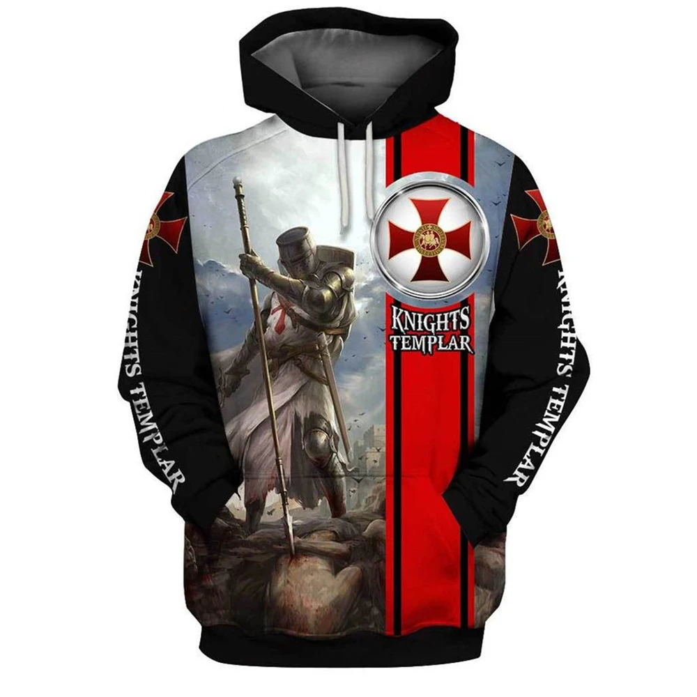 

HX Knights Templar Men Hoodies 3D Print Men Clothing Loose Casual Pullovers Tops Unisex Harajuku Streetwear S-5XL