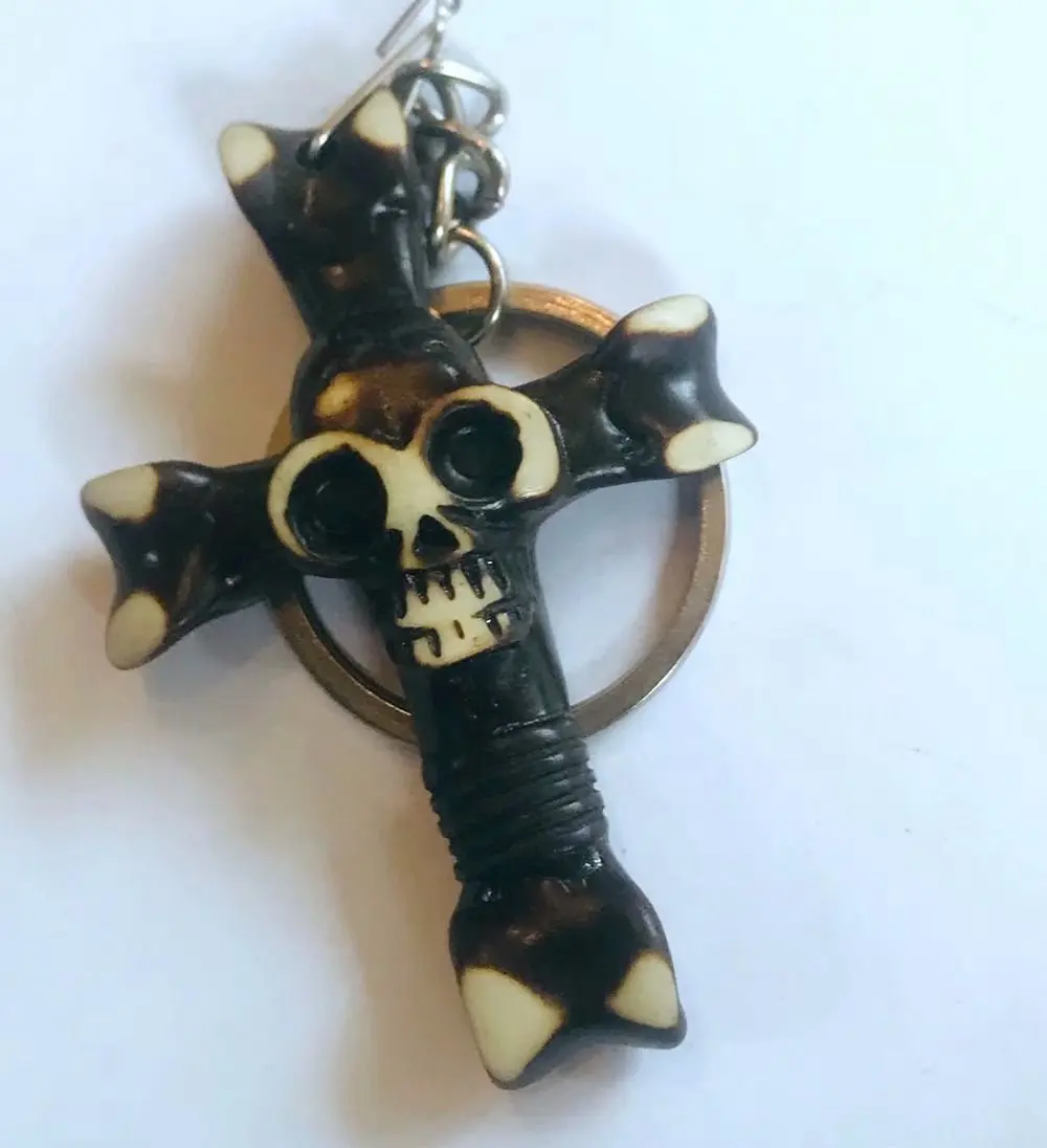 12 pcs Vintage Keychain Gothic Punk Demon Cross Skull Men's Motorcycle Key ring