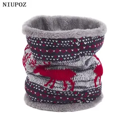 Unisex Winter Warm Knitted Ring  Fleece Deer Print Scarf Headband Men Women Fashion Neck Collar Scarf