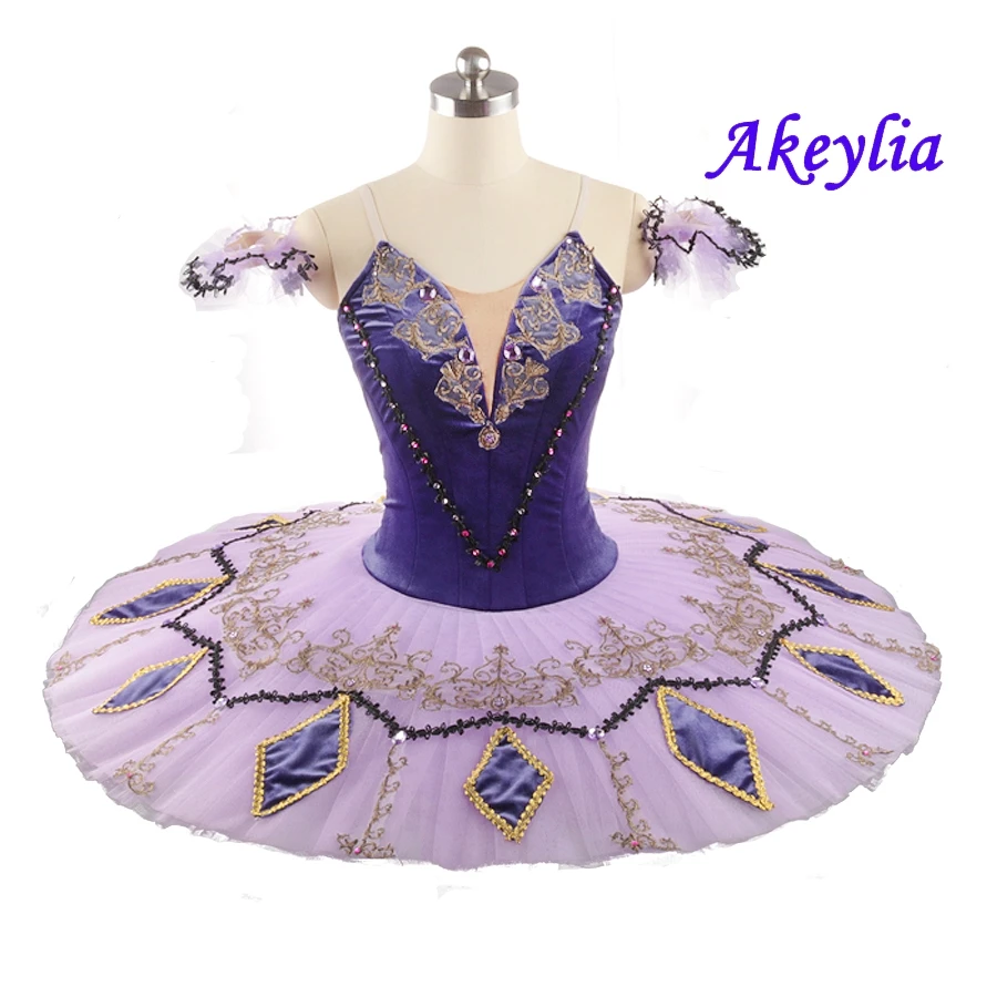 

velvet Purple Ballet Tutu professional Stage Costumes dress for competition female Ballet Pancake Tutu royal Lilac Adult JN0174