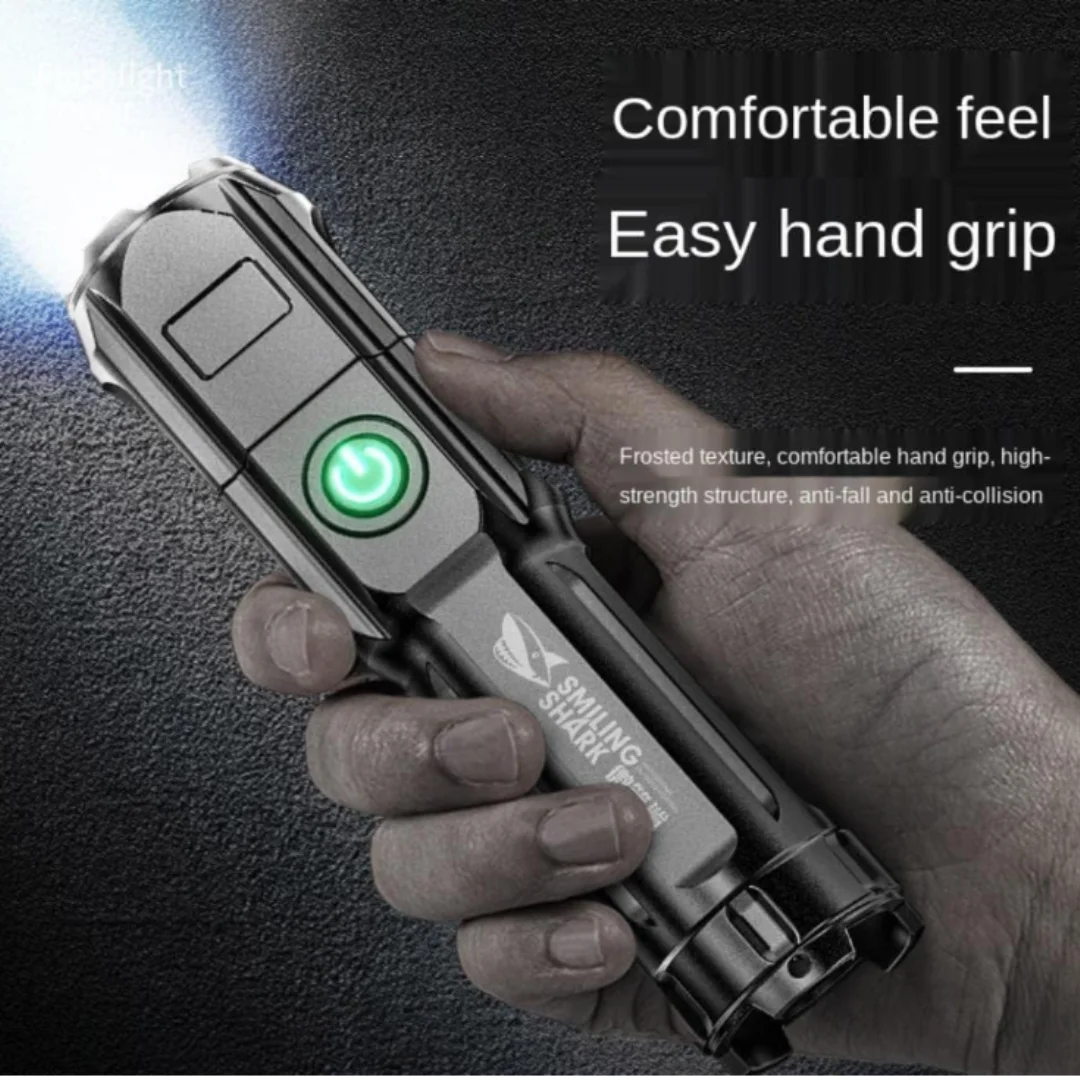 Portable LED Night Flashlight, Strong Light, Waterproof, Rechargeable Zoom, Super Bright, Xenon, Household, Outdoor, USB