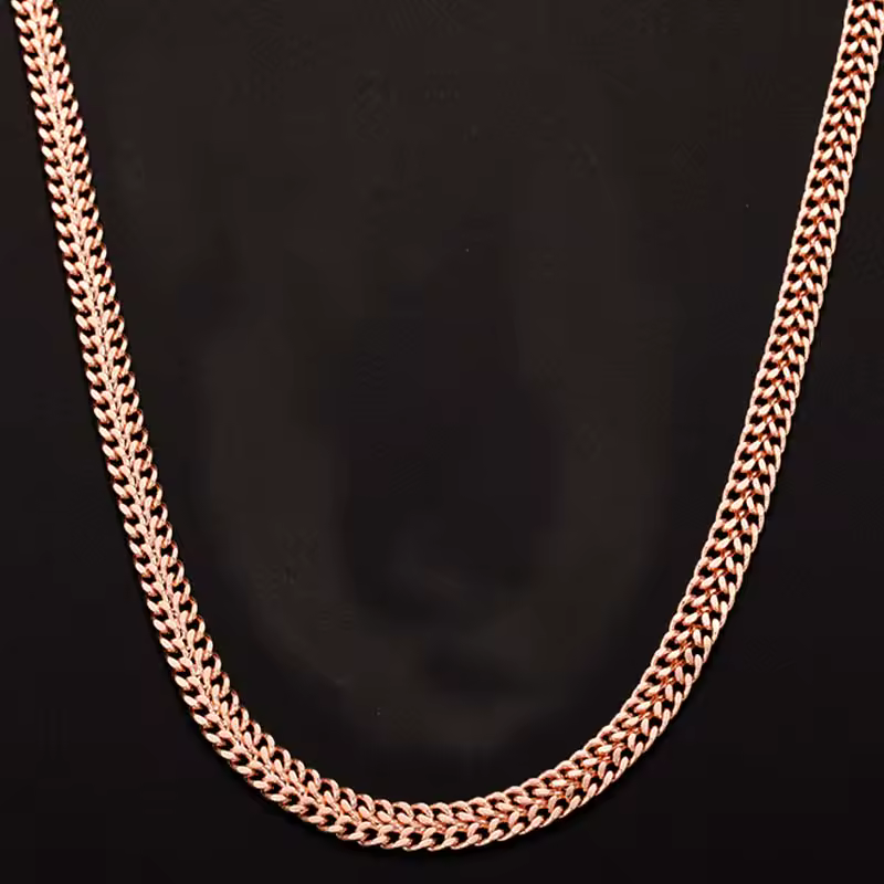 6mm Hot Women Men 585 Rose Gold Color Flat Curb Necklace Chain 45cm-60cm