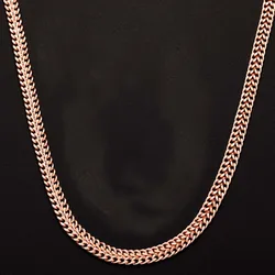 6mm Hot Women Men 585 Rose Gold Color Flat Curb Necklace Chain 45cm-60cm