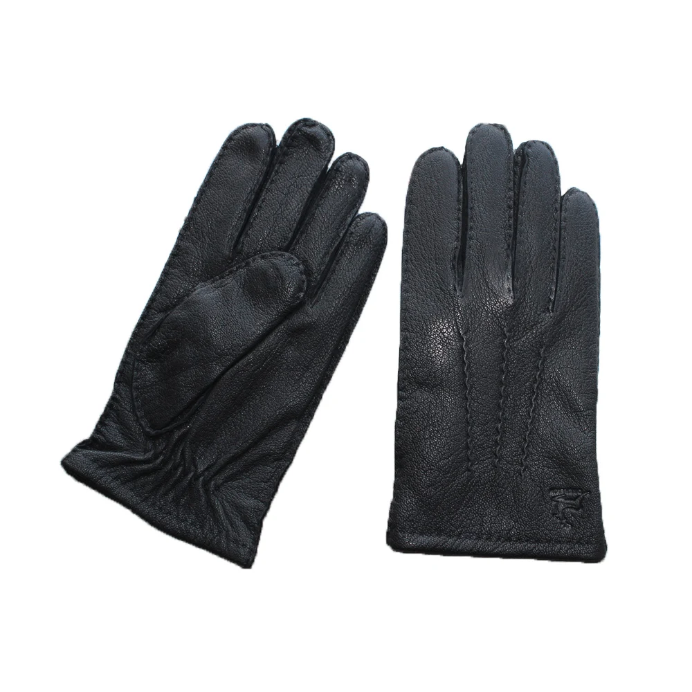 Męskie nowe rękawiczki z deerskin touch screen szyte ręcznie stylowe wełniane rękawiczki z dzianiny w ciepłe skórzane rękawiczki — zdjęcie 2