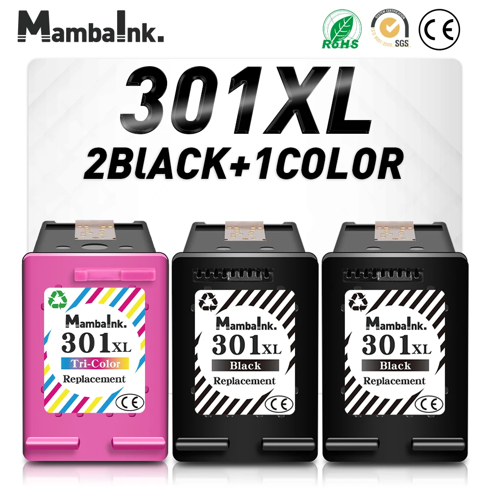 Mambaink-cartucho de tinta de repuesto para impresora HP 301 HP301 XL, 301XL, Deskjet 1000, 1010, 1011, 1012, Deskjet 3050, 3054, 3060, 3510