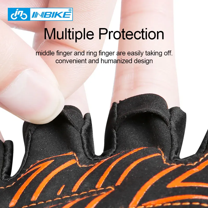 INBIKE Cycling Gloves Men Half Finger Bicycle Running Fitness Sports Breathable Protective Fingerless Glove Cycling Accessories