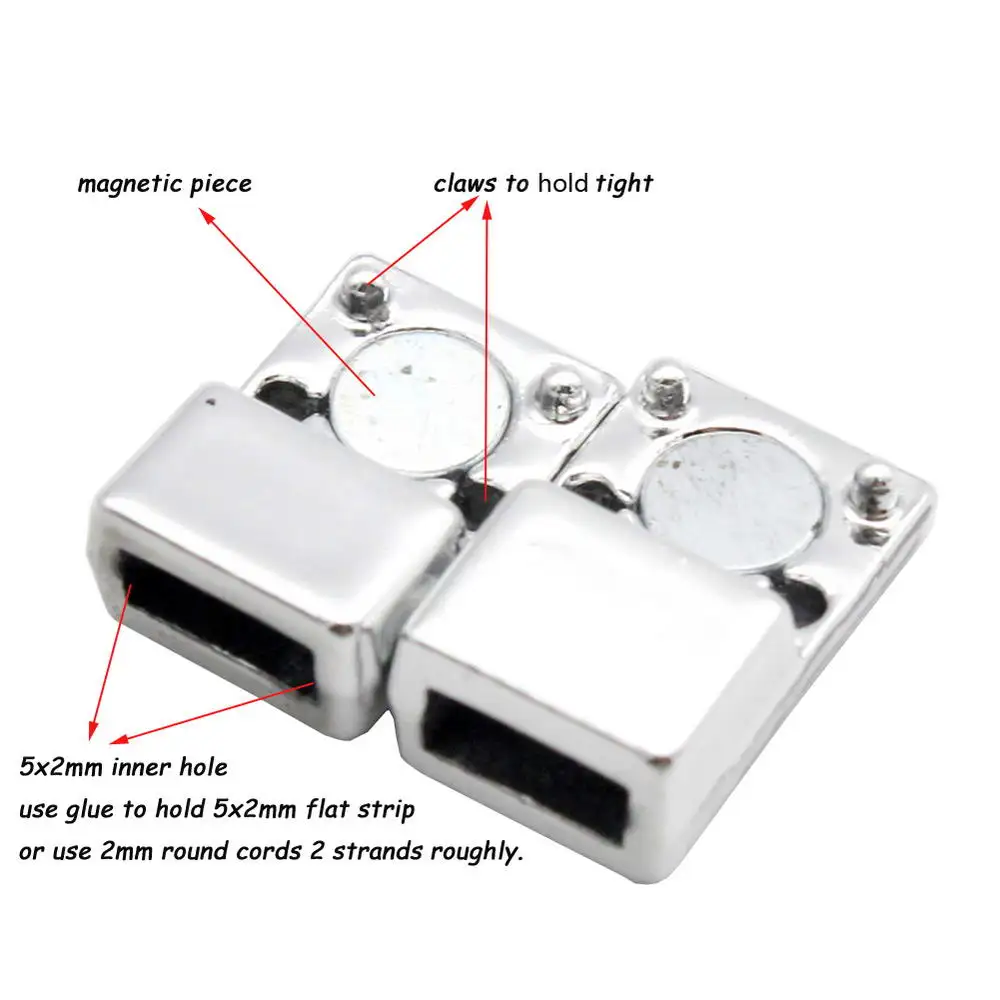 Aaazee 3 Pieces 5mm Flat Magnetic Clasps for 5mm Flat Leather for DIY Bracelete Jewelry