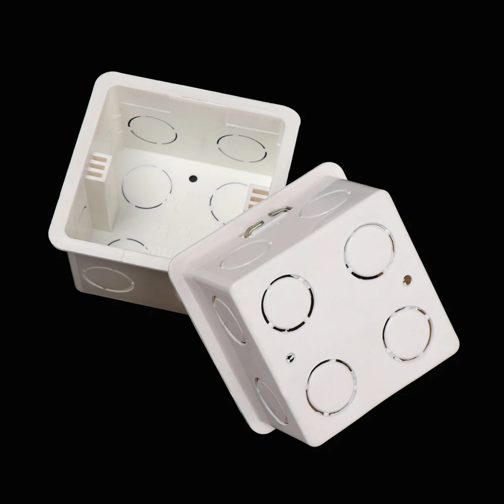 86 * 86 *50mm PVC Plastic Flame Retardant Waring Back Box Wall Switch Concealed Bottom Thickened Wall Mount Switch Junction Box