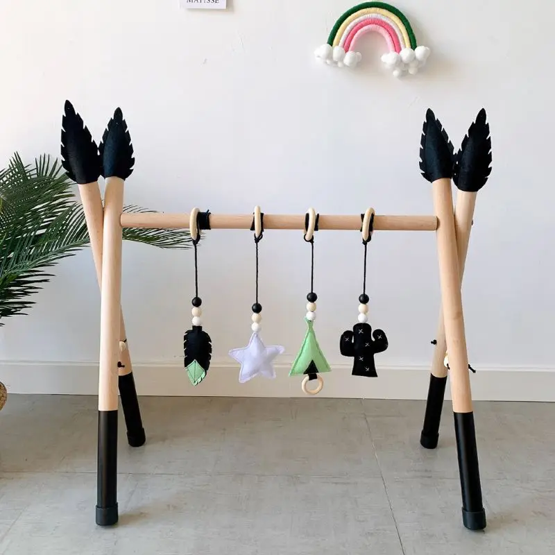 Ensemble de jouets de gymnastique pour bébé, Style nordique, jouet sensoriel avec anneau à tirer, cadre en bois, pour chambre de bébé,