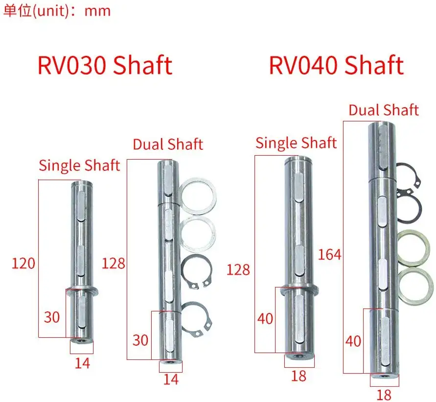 NMRV 040 Gearbox Single Output Shaft Diameter 18mm for Worm Reducer Single Output Shaft+Gaskets+S Ring+Corner Pin