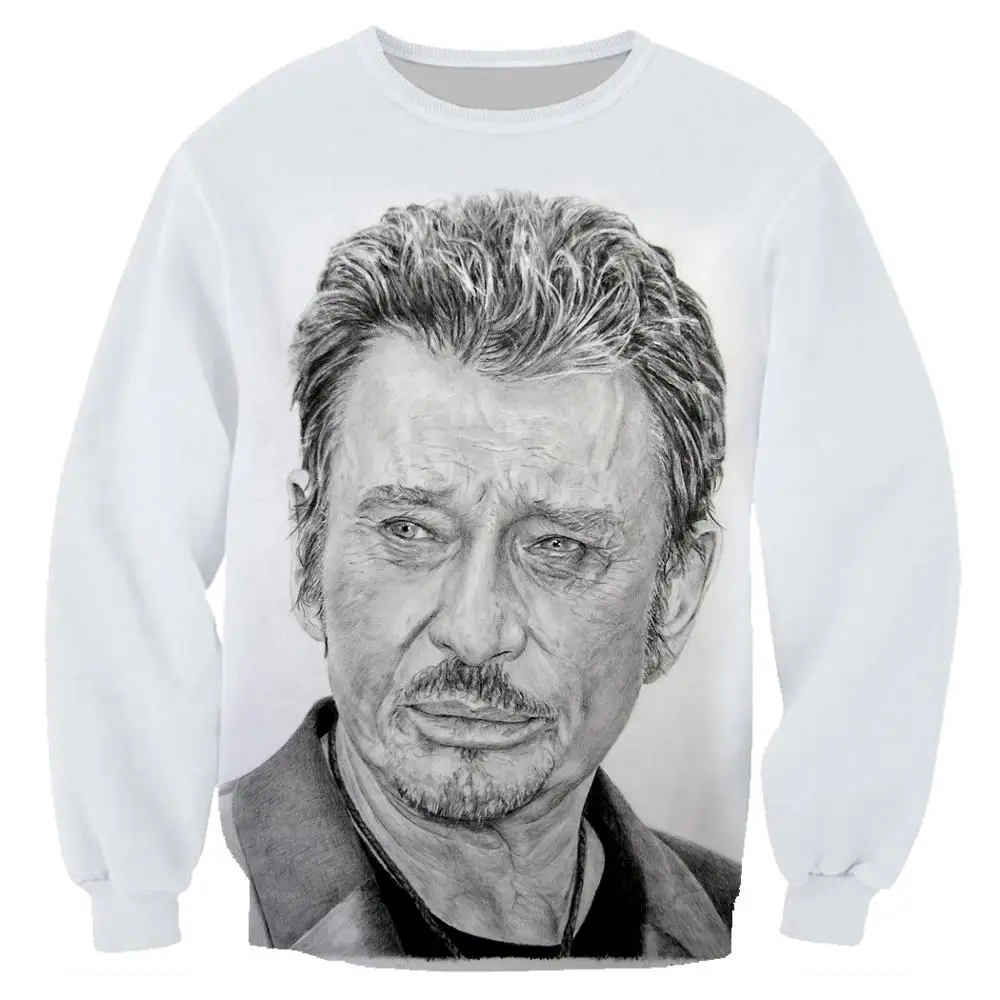 

Popular Johnny Hallyday Sweatshirts 3D Print Rock Harajuku Men Pullover Hoodies Long Sleeve Crewneck Streetwear Hoody Sudaderas