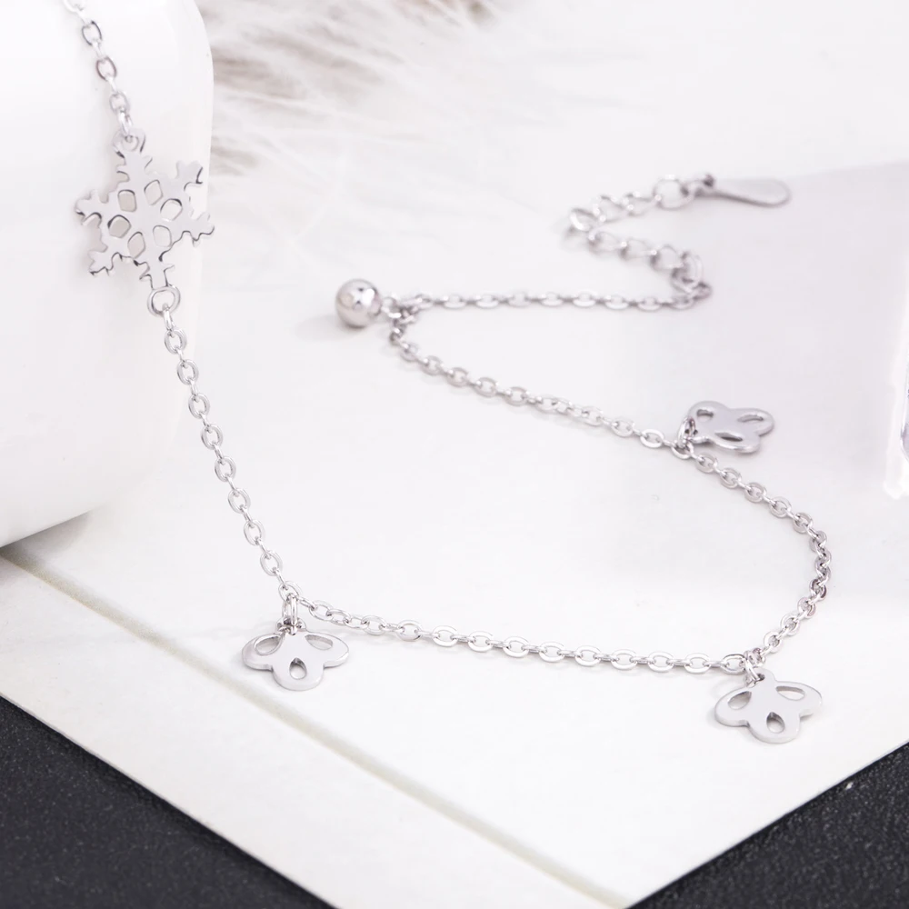 

Браслет-колокольчик из серебра 925 пробы со снежинками для женщин, модный стиль, пляжные украшения для ног, легкий браслет на ногу для летних нарядов