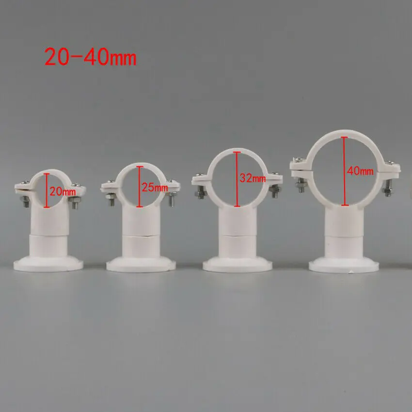 สีขาว PVC ท่อ Clamp 20,25,32,40มม.ท่อพลาสติกคลิปผู้ถือหลอด O-Type & Hook-เมตริก Solvent Weld ขยายความยาวท่อ