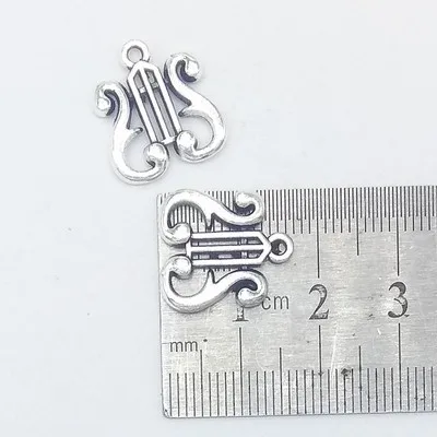 100pcs 17x16mm Zinc Alloy Ancient Musical instruments harp Charm Necklace Pendant DIY Fashion Jewelry For Women&Men