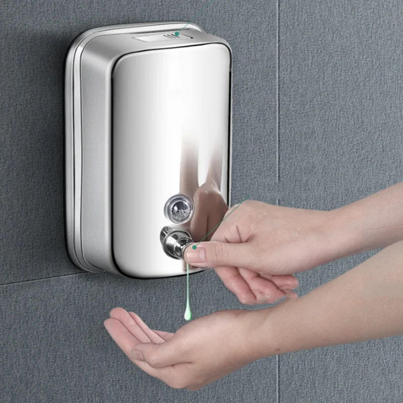 500ml Bathroom Wall-mounted Manual Soap Dispenser Stainless Steel Hand Sanitizer Shower Gel Bottle  Kitchen Dish Soap Container