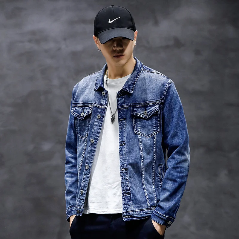 

High Quality New Cotton All-match Denim Jacket Trend Men's Casual Lapel Single Breasted Loose Simplicity Spring Autumn Slim Fit