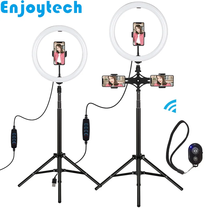 165cm Aluminum Alloy Stands Holder Extendable Tripod with 30cm LED Ring Flash Light Lamp for Youtube Tiktok Live Video Blogger