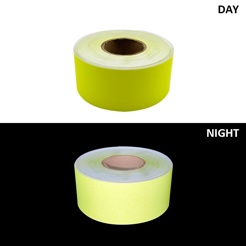 Roadstar Fluorescent Yellow Self-Adhesive Reflective Fabric Warning Tape Stick on Car Clothes Bag DIY Cutting Road Safety