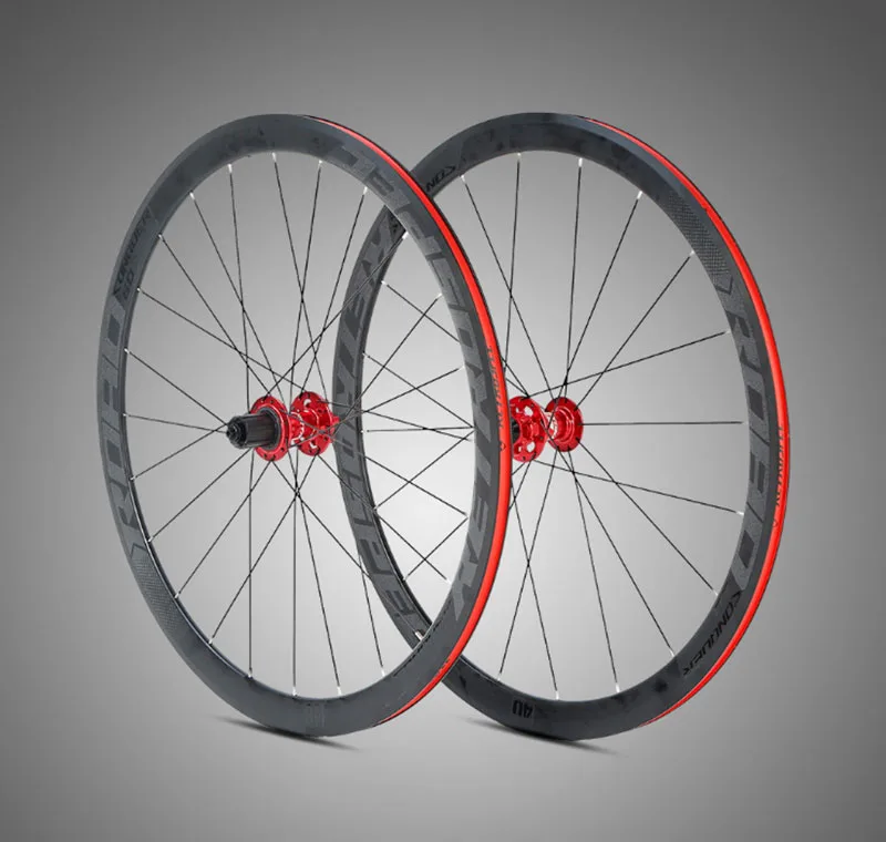 

Road Bike Wheelset, Aluminum Alloy Wheels, 700C Disc Brake, 40mm, Quick-Release, Thru-Axle Converted Alumium Wheel Clincher,