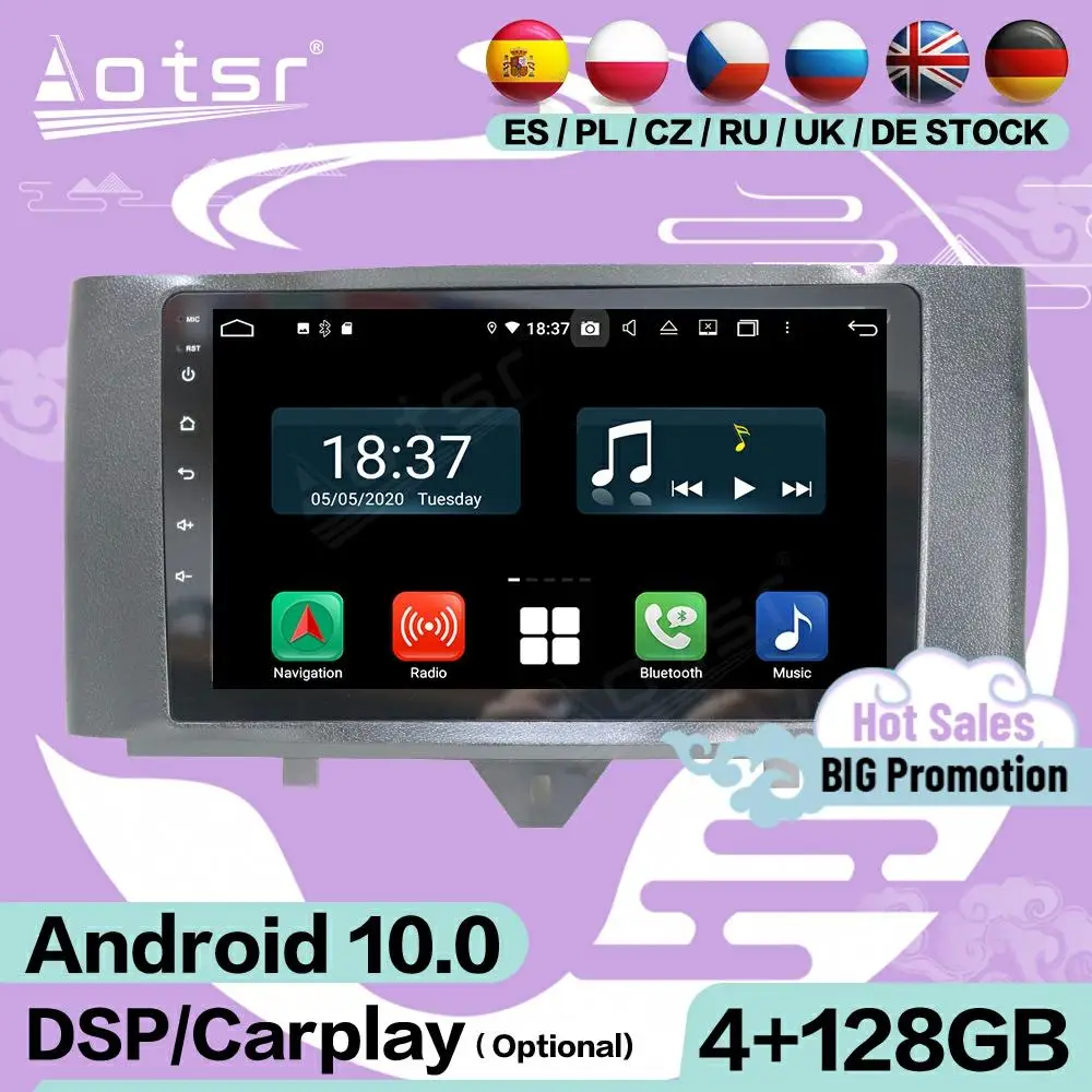 128G Carplay Multimedia Stereo Android 10 Screen For Mercedes Benz SMART 2011 2012 2013 2014 2015 GPS Radio Receiver Head Unit