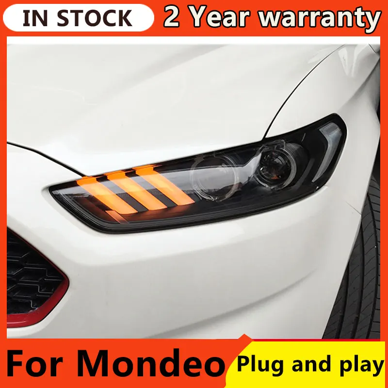 

For Ford Fusion Headlight 2013 2014 2015 2016 Mondeo DRL Mustang Design Hid Dynamic Turn Signal Bi Xenon LED Beam Front Lamps