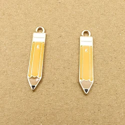 10pcs Pencil Charm for Jewelry Making Enamel Earring Pendant Bracelet Necklace Accessories Diy Supplies Zinc Alloy Gold Plated