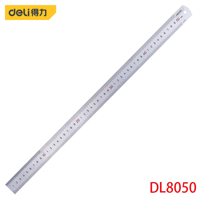 

Deli DL8050 Steel Ruler Specification: 530mmx28.5mm Stainless Steel Measuring Tools Engraved With Formulas And Conversion Tables