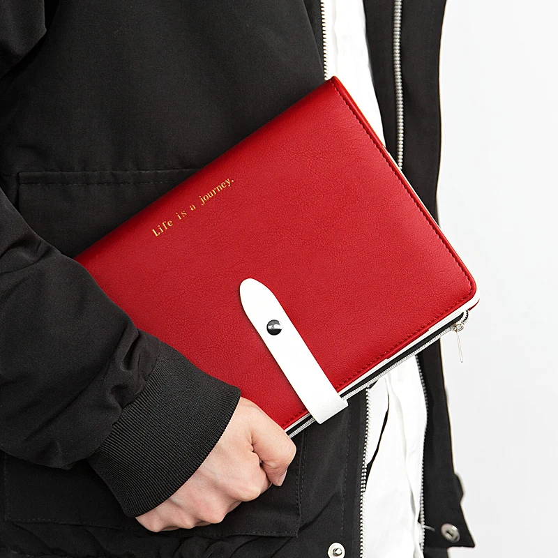 Kinburg-دفتر ملاحظات كبير بسحاب ، دفتر أعمال للطلاب ، دفتر ملاحظات محمول عملي مع حساب يدوي سميك