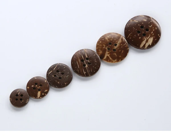 50pcs/lot Size: 10-25mm Classic Coconut Buttons 4-holes Simple for Clothing Garment Accessories Wood Button (SS-437)