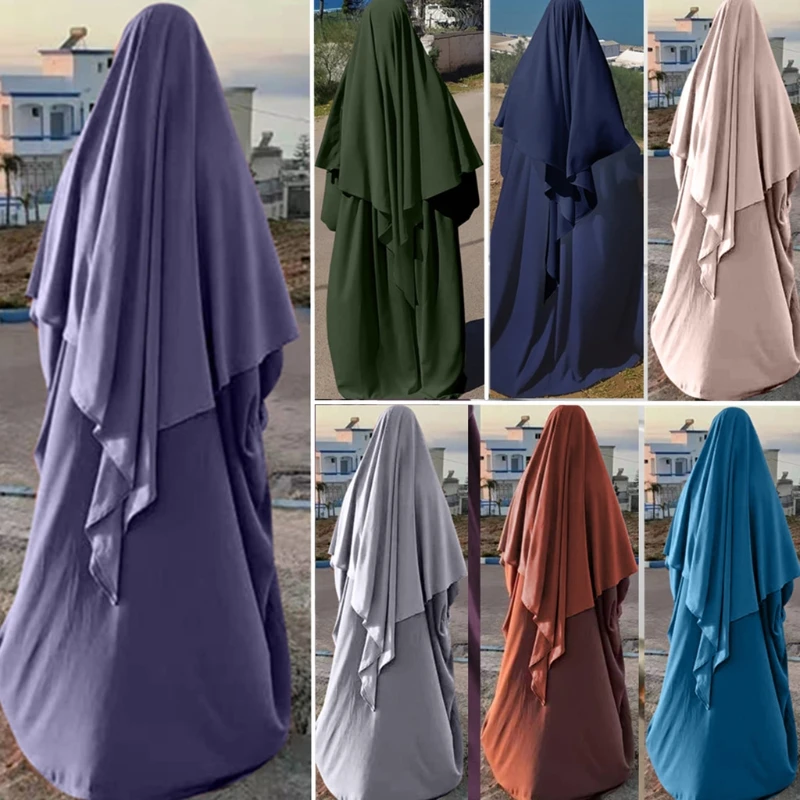 Eid-女性のためのノースリーブのイスラムの祈りのドレス,女性のための服,ロング,キマール,ヒジャーブ