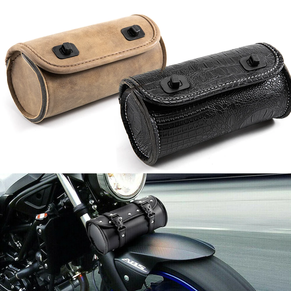 

Motorcycle Bag Saddlebags PU Leather Front Fork Tail Tool Bag Luggage For Harley Chopper Bobber Cruiser Sportster XL 883 1200