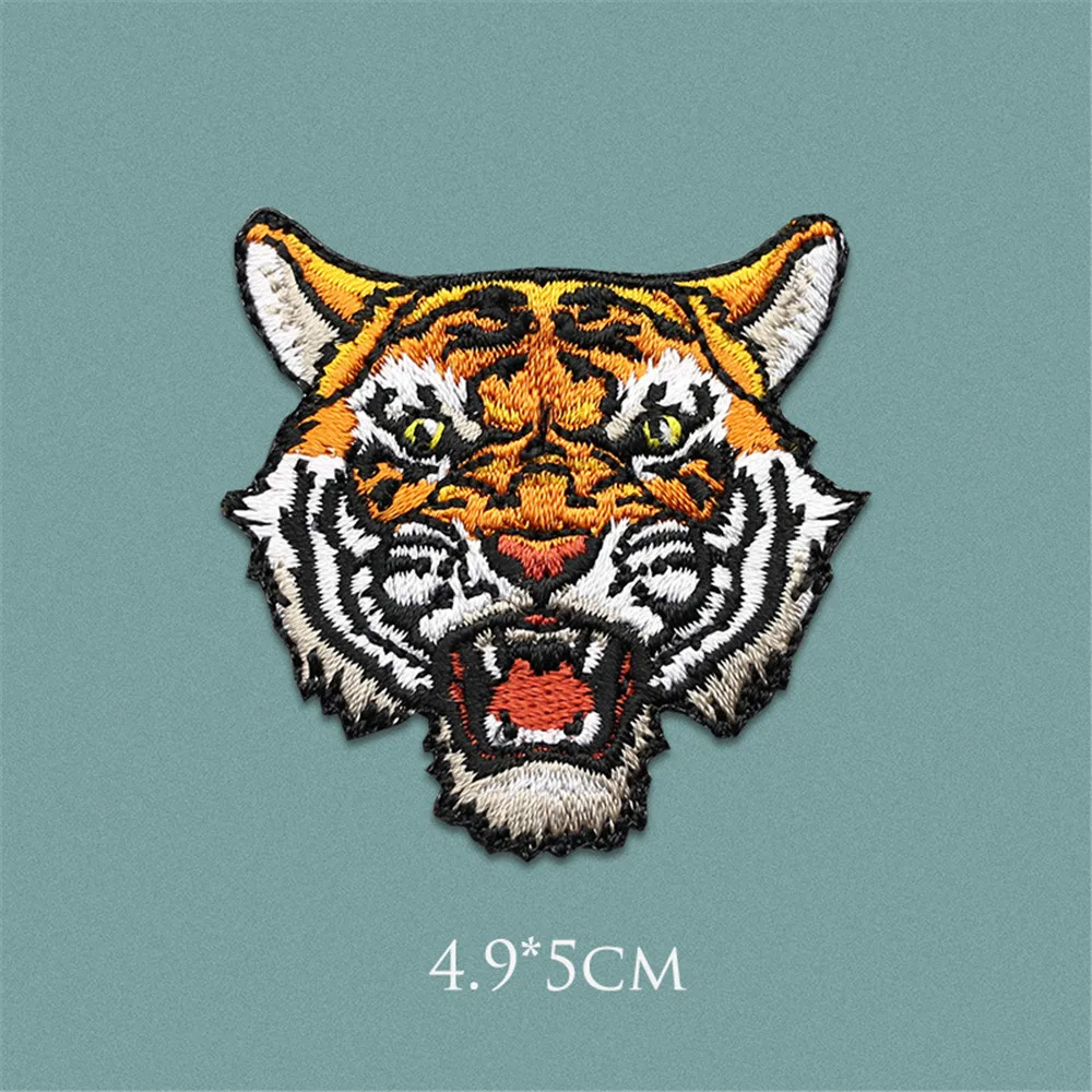 Scary Embroidery Tiger Lion Bear Wolf Patches Iron On Applique for Clothes DIY Craft Accessory Great Quality Fabric Sticker