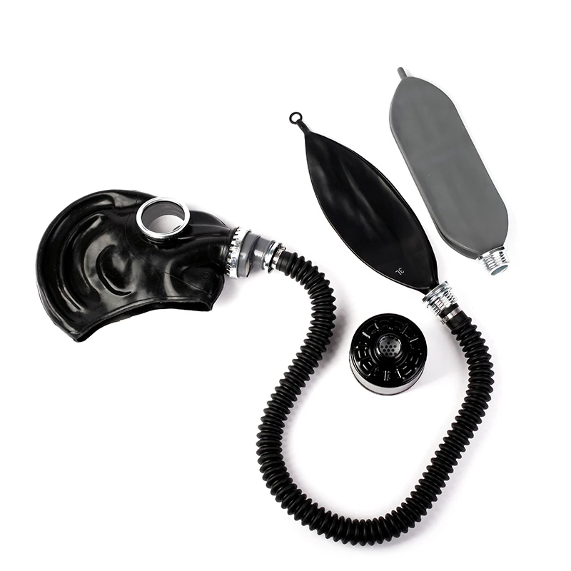 Ftshist All-Inclusive Fetish Gas Breathing Mask And Bag Set For Latex Clothing Accessory Cosplay Choking Headgear
