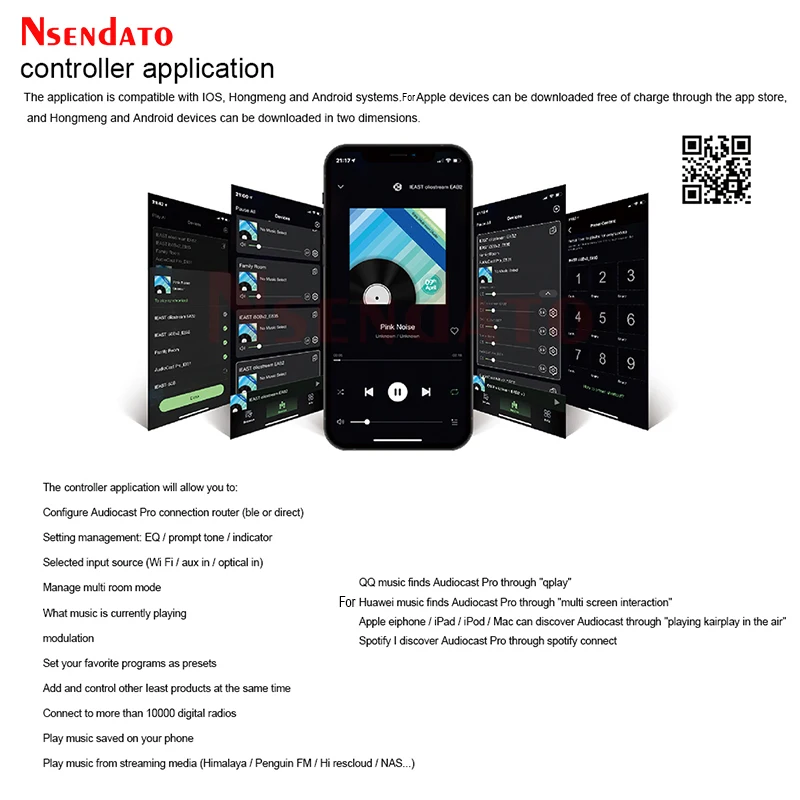 Audiocast-adaptador inalámbrico Pro M50 para DLNA Airplay, receptor de transmisión de Audio y música multihabitación para Spotify Tidal, Wifi, Bluetooth 5,0