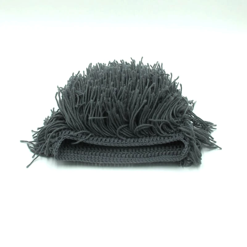 Bonnet en tricot fait à la main pour hommes et femmes, perruque Hobo Caveman, bonnet chaud, crânes tricotés, nouveaux cadeaux d\'Halloween,