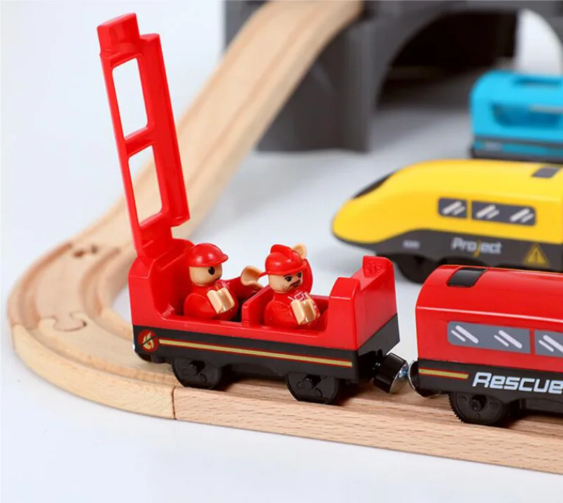 Elektrische Zug Set Spielzeug Modell Zug Elektrische Auto Fit Für Holz Eisenbahn Holz Eisenbahn Track Weihnachten Geschenk Für Kinder – Detail 4