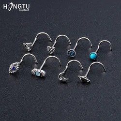 1PCS Fashion Nose Piercing rings 20G Steel Bar Nostril Nose Septum 5-Shape Screws Nose Studs Delicate Piercing Jewelry In Nose