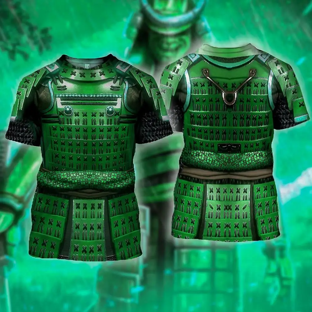 Camiseta pesca estampado 3D armadura roja samurái manga corta unisex - imagen 3