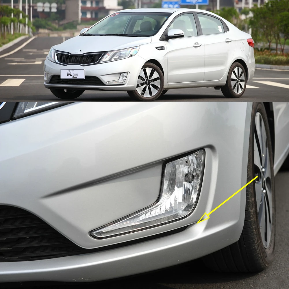 2 قطع بدوره إشارة الأصفر LED ضوء النهار DRL لكيا ريو K2 2011 2012 2013 2014 LED يوم تشغيل ضوء غطاء مصباح الضباب ثقوب