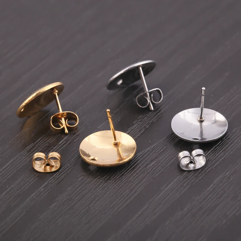 

10Pcs Stainless Steel Gold Plated Round Ear Stud Earring Posts with Loop Components for Earrings Jewelry Making Findings Crafts