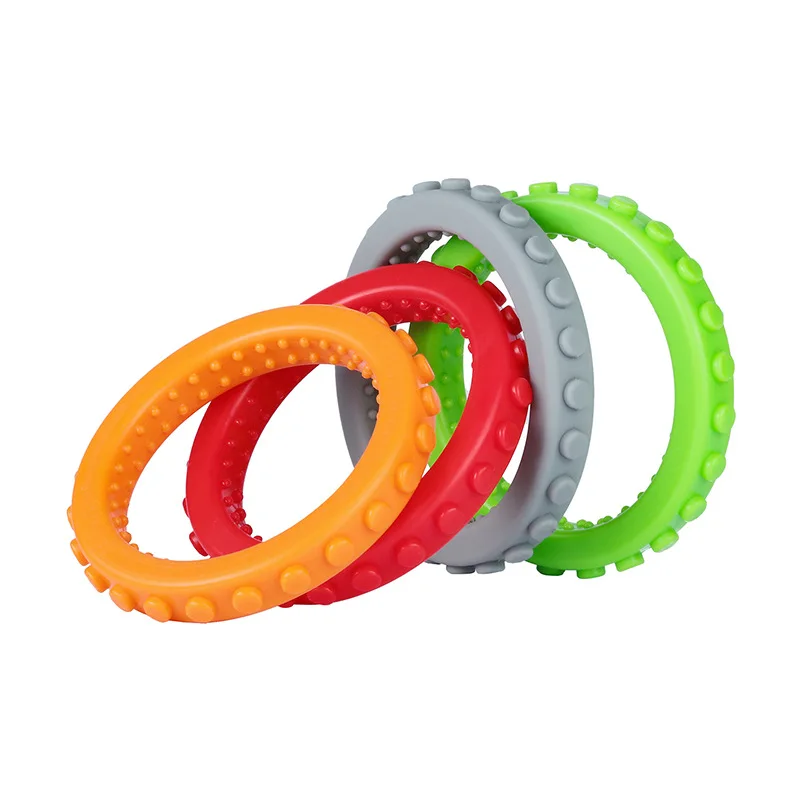 Sensory Chew Wristband Chewy Kids Silicone Biting Circle Teether Toy, Silicone Teether for Children with Autism Teething Toys